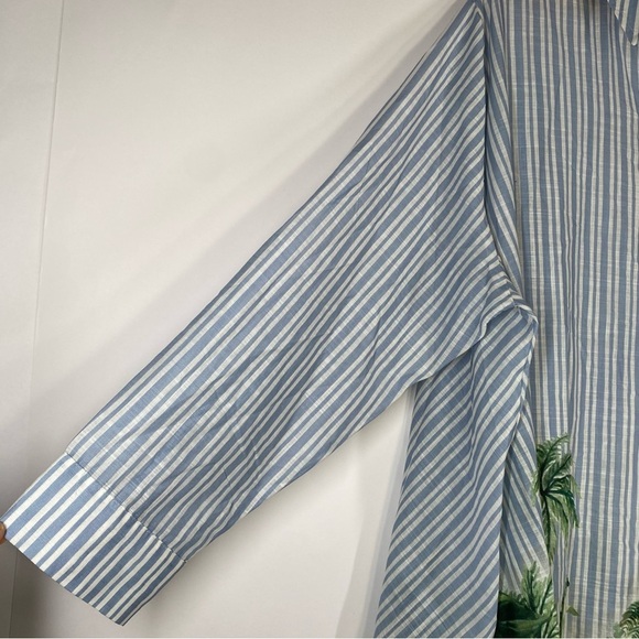 Anthropologie Striped Blue Green Dress XL Oversized Button Front Summer CoverUp - Picture 5 of 16